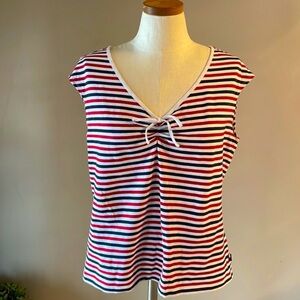 Tommy Hilfiger nautical striped women’s V neck sleeveless top cotton stretch XL